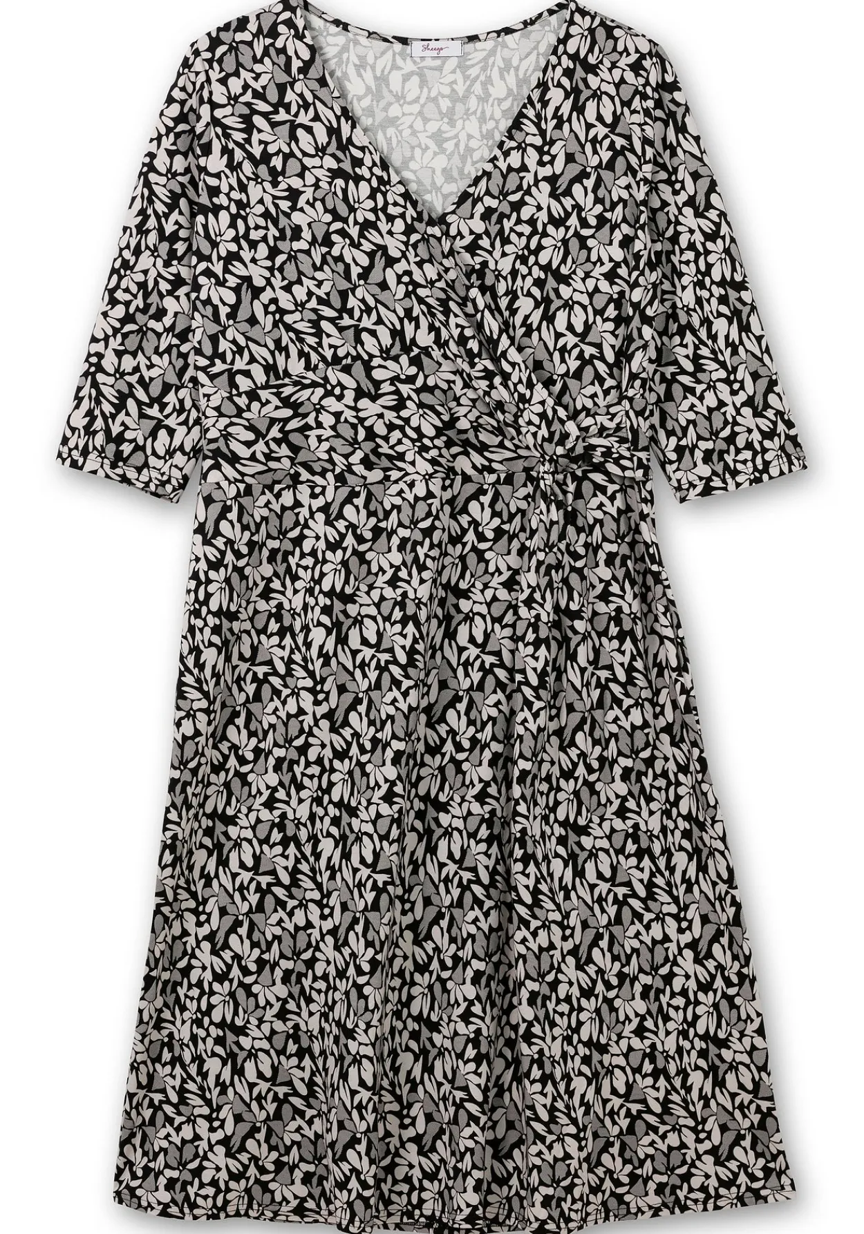 Jerseykleid in Wickeloptik, mit Blätterprint<sheego Clearance