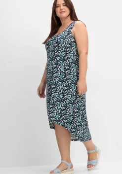 Jerseykleid mit Blätterdruck und Taschen<sheego Fashion