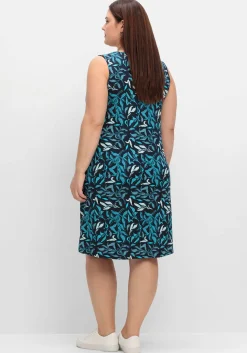 Jerseykleid mit Blätterprint und Taschen<sheego Hot