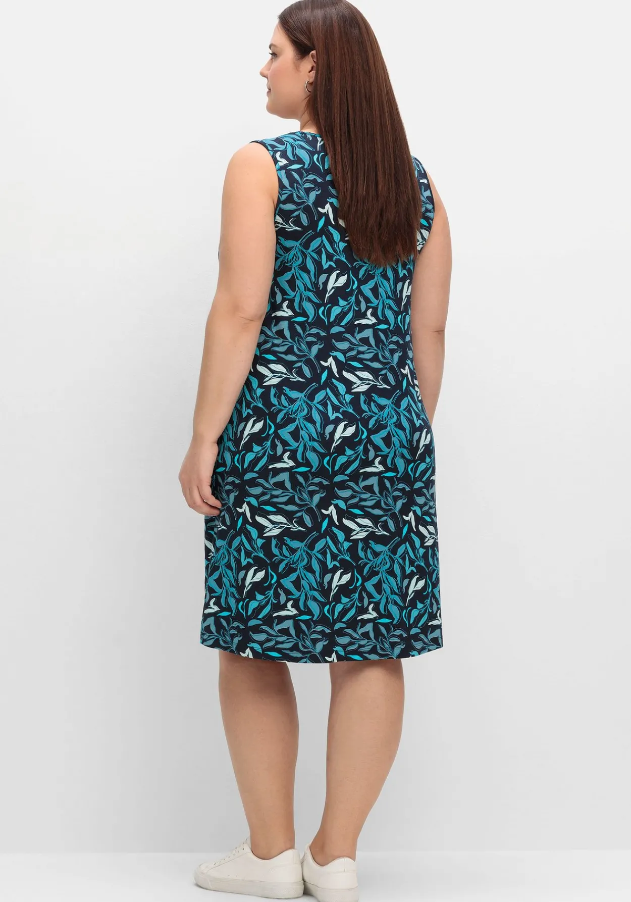 Jerseykleid mit Blätterprint und Taschen<sheego Hot