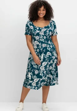 Jerseykleid mit Blumendruck und Herzausschnitt<sheego by Joe Browns Sale