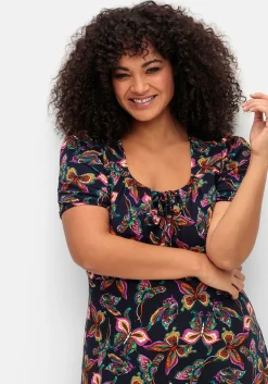 Jerseykleid mit Karree-Ausschnitt und Alloverprint<sheego by Joe Browns Online