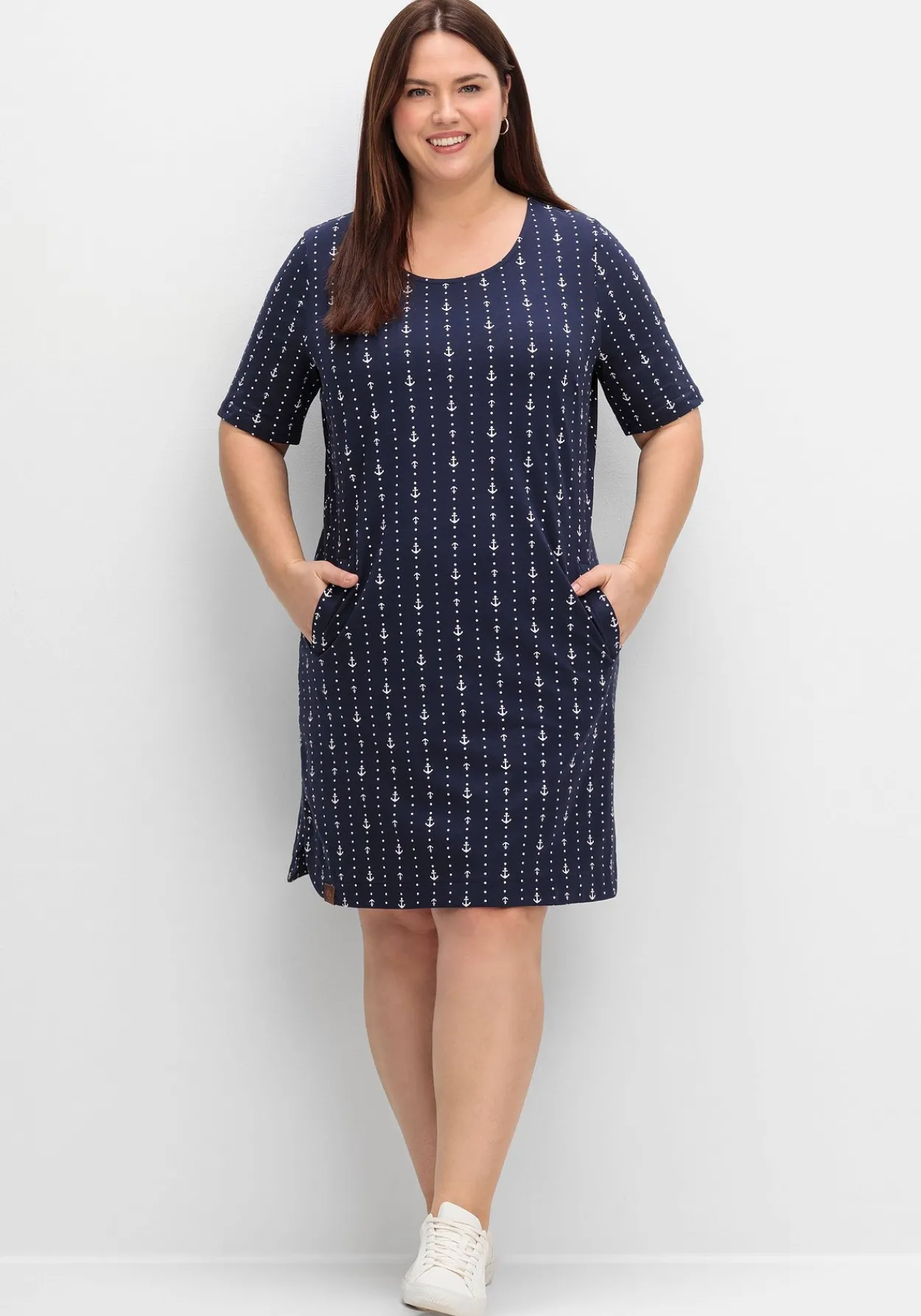 Jerseykleid mit maritimem Print und Taschen<sheego x Collection L. Discount