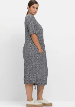 Jerseykleid mit Minimalprint und Saum-Tunnelzug<sheego Hot