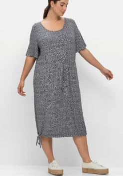 Jerseykleid mit Minimalprint und Saum-Tunnelzug<sheego Hot