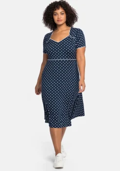 Jerseykleid mit Punktedruck und Paspelierung<sheego by Joe Browns Outlet
