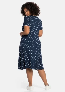Jerseykleid mit Punktedruck und Paspelierung<sheego by Joe Browns Outlet