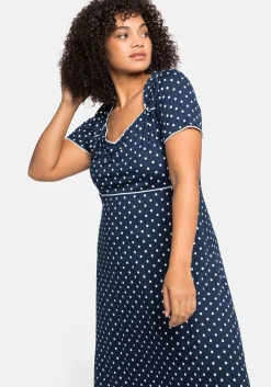Jerseykleid mit Punktedruck und Paspelierung<sheego by Joe Browns Outlet