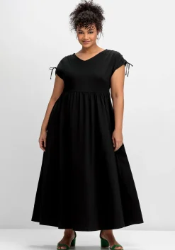 Jerseykleid mit weitem Rock und V-Ausschnitt<sheego Discount