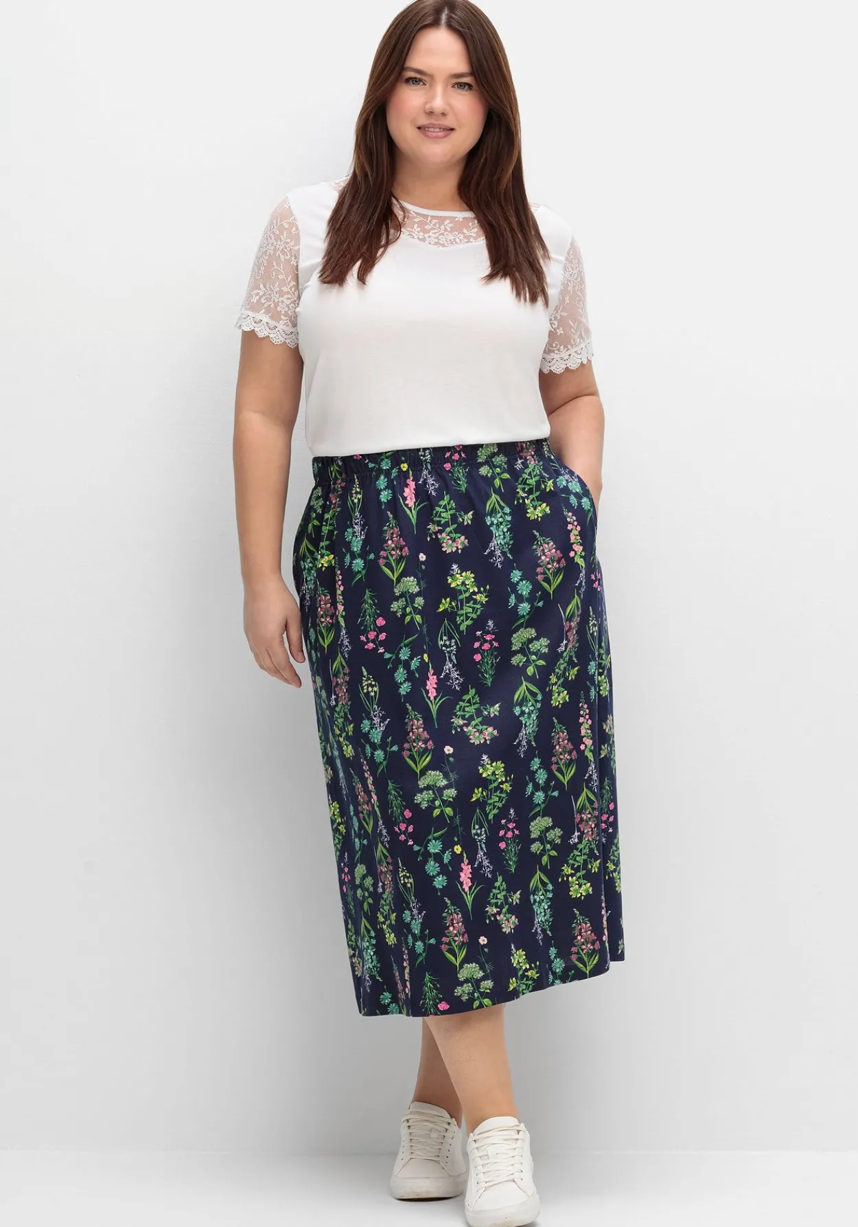 Jerseyrock in Midilänge, mit Blumenprint<sheego Online