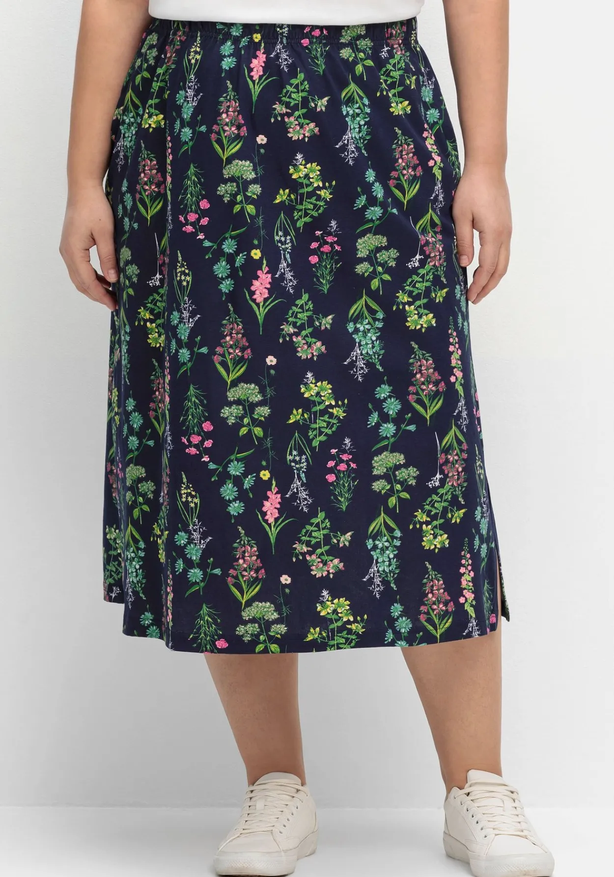 Jerseyrock in Midilänge, mit Blumenprint<sheego Online