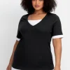 Jerseyshirt in 2-in-1-Optik, mit V-Ausschnitt<sheego Hot