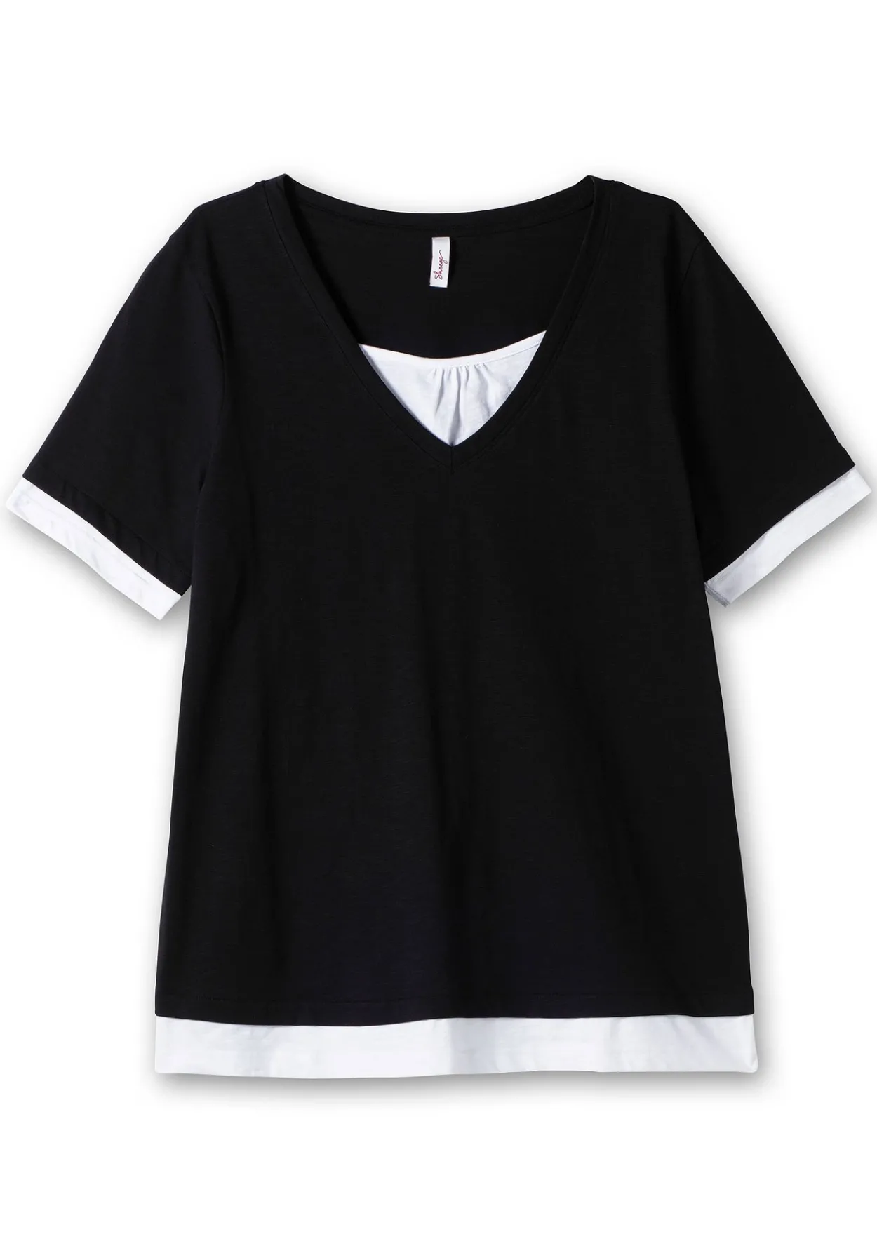 Jerseyshirt in 2-in-1-Optik, mit V-Ausschnitt<sheego Hot