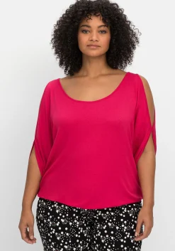 Jerseyshirt mit geschlitzten Fledermausärmeln<sheego Sale