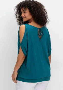 Jerseyshirt mit geschlitzten Fledermausärmeln<sheego Fashion