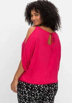 Jerseyshirt mit geschlitzten Fledermausärmeln<sheego Sale