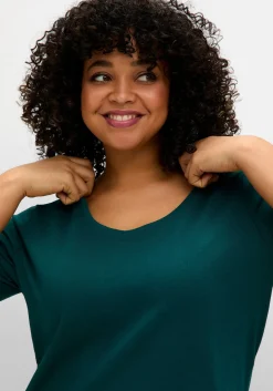 Jerseyshirt mit Rundhalsausschnitt, leicht tailliert<sheego Fashion