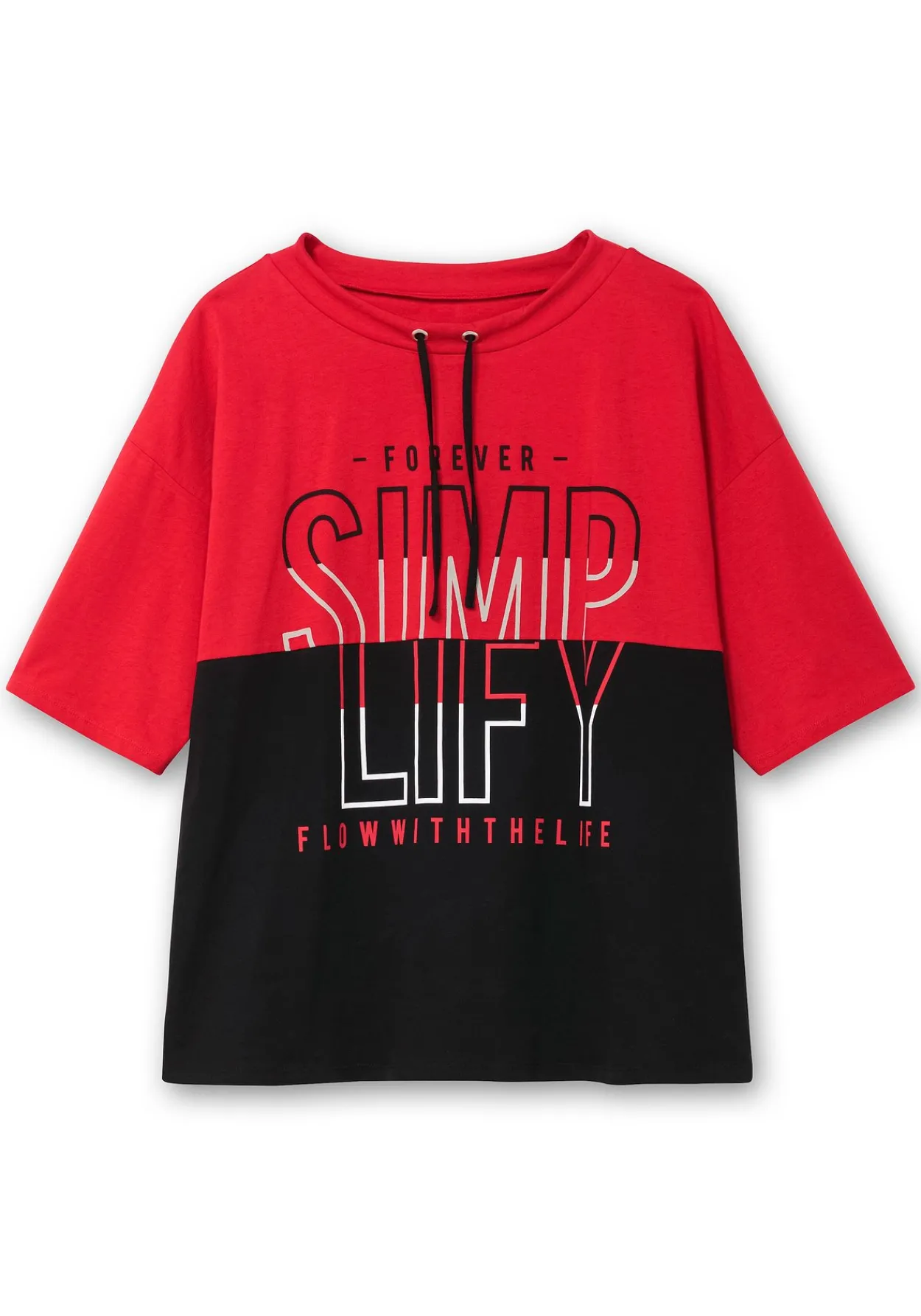 Jerseyshirt mit Stehkragen und Wordingprint<sheego Sale
