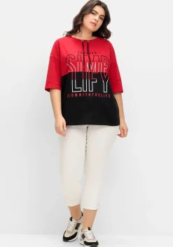 Jerseyshirt mit Stehkragen und Wordingprint<sheego Sale