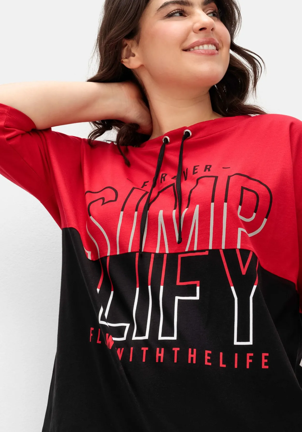Jerseyshirt mit Stehkragen und Wordingprint<sheego Sale