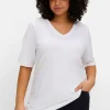 Jerseyshirt mit V-Ausschnitt, leicht tailliert<sheego New