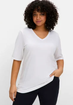 Jerseyshirt mit V-Ausschnitt, leicht tailliert<sheego New