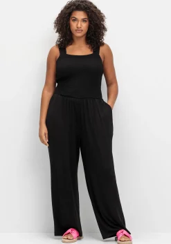 Jumpsuit mit Smok-Oberteil und weitem Bein<sheego Best
