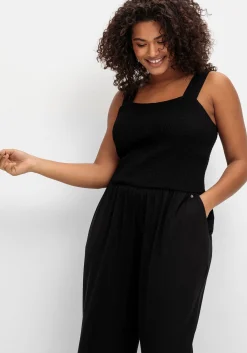 Jumpsuit mit Smok-Oberteil und weitem Bein<sheego Best