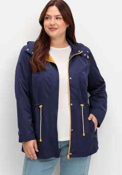 Kapuzenjacke mit Kontrastfutter und Taillen-Tunnelzug<sheego Clearance