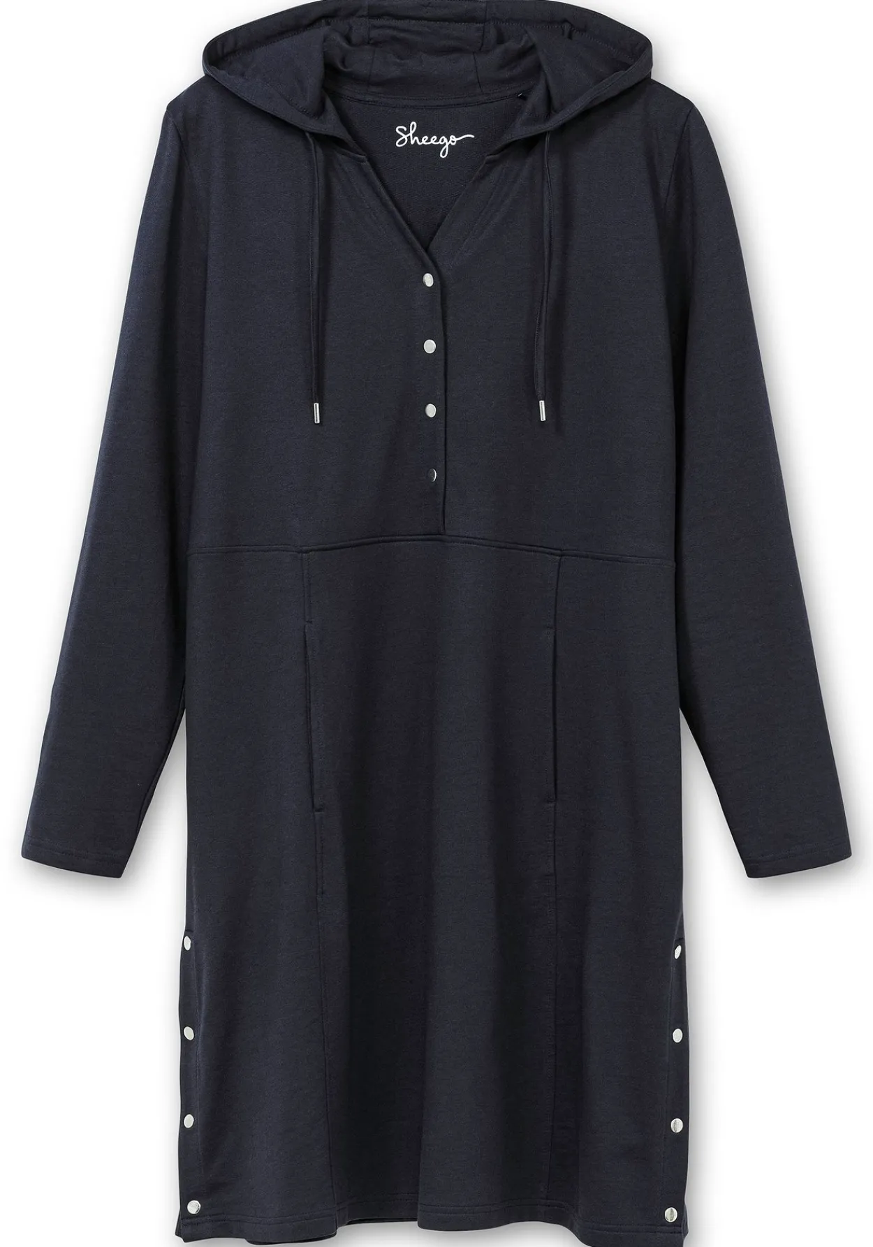 Kapuzenkleid mit Seitenschlitzen und Knopfleiste<sheego Outlet