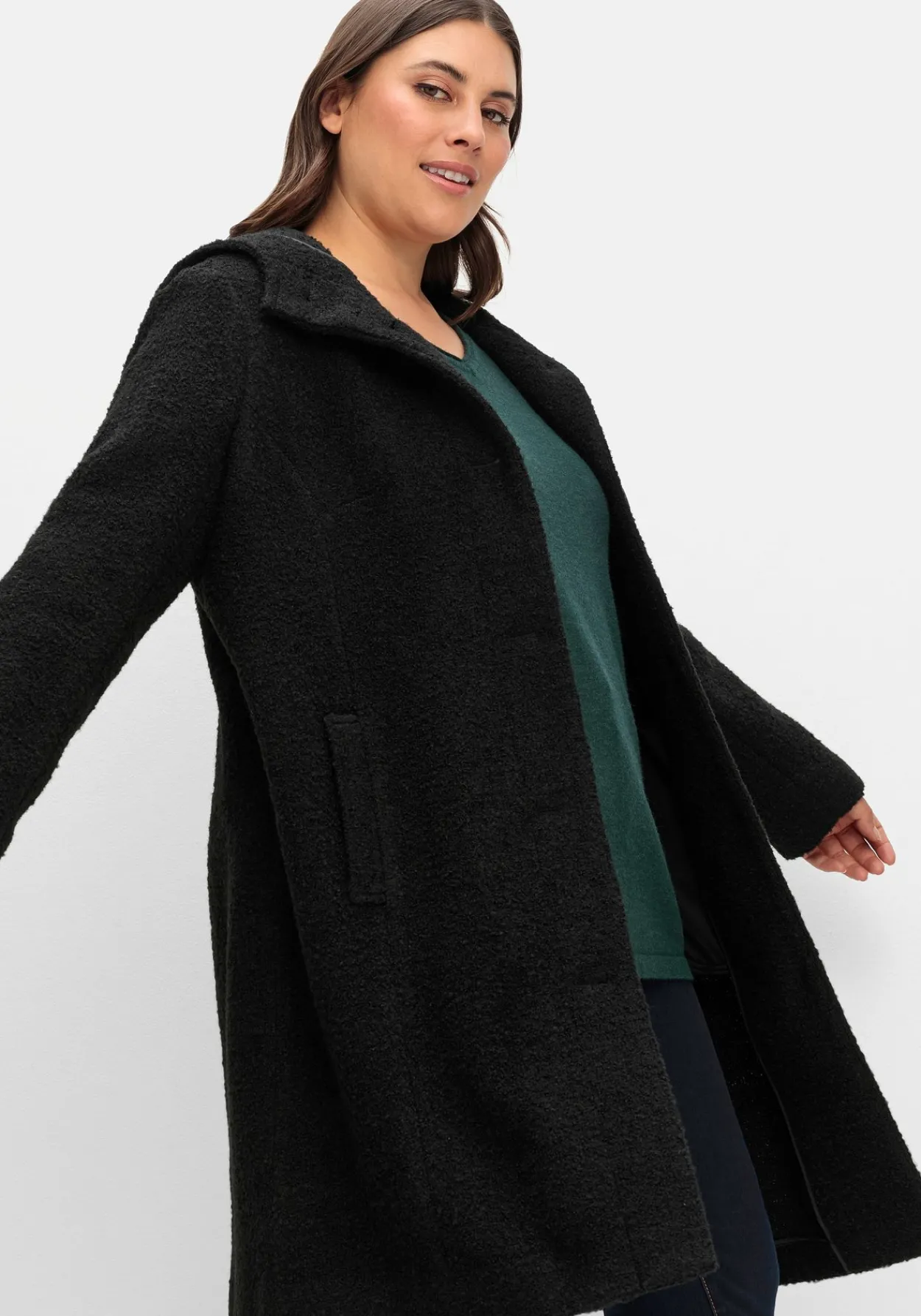 Kapuzenmantel in kuscheliger Bouclé-Qualität<sheego New