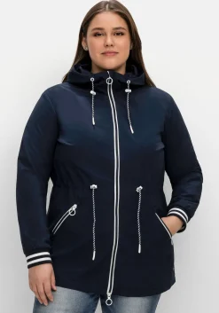 Kapuzenparka mit Kontrastdetails und Taillen-Tunnelzug<sheego Hot