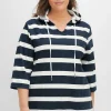 Kapuzenshirt mit Streifenmuster und 3/4-Arm<sheego New