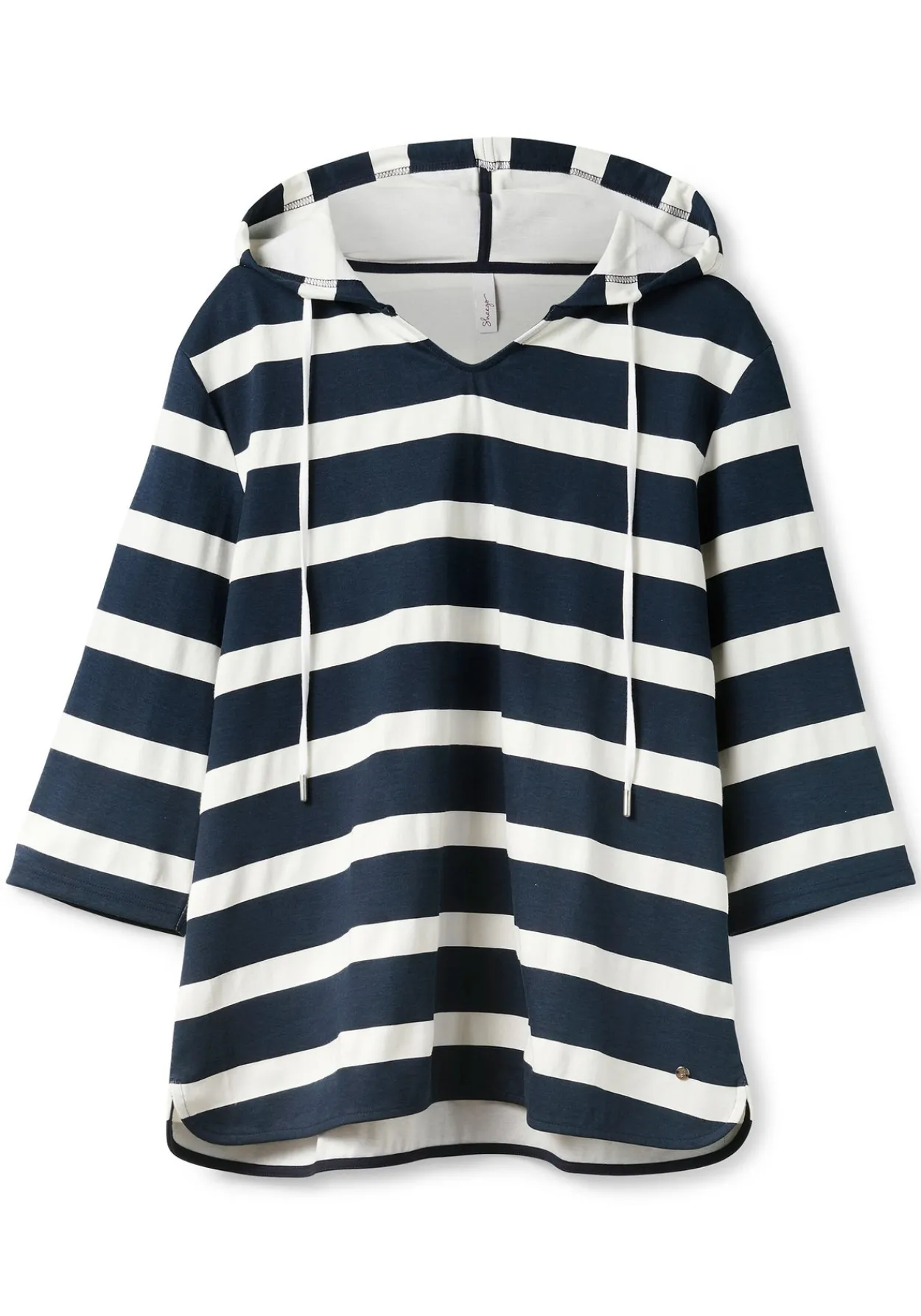 Kapuzenshirt mit Streifenmuster und 3/4-Arm<sheego New