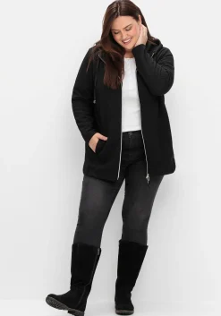 Kapuzen-Sweatjacke in Fischgrät-Struktur<sheego Best