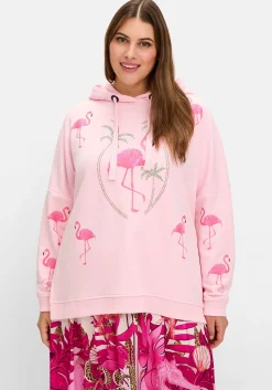 Kapuzensweatshirt mit Flamingo-Prints und Glitzersteinen<sheego loves miss goodlife Clearance