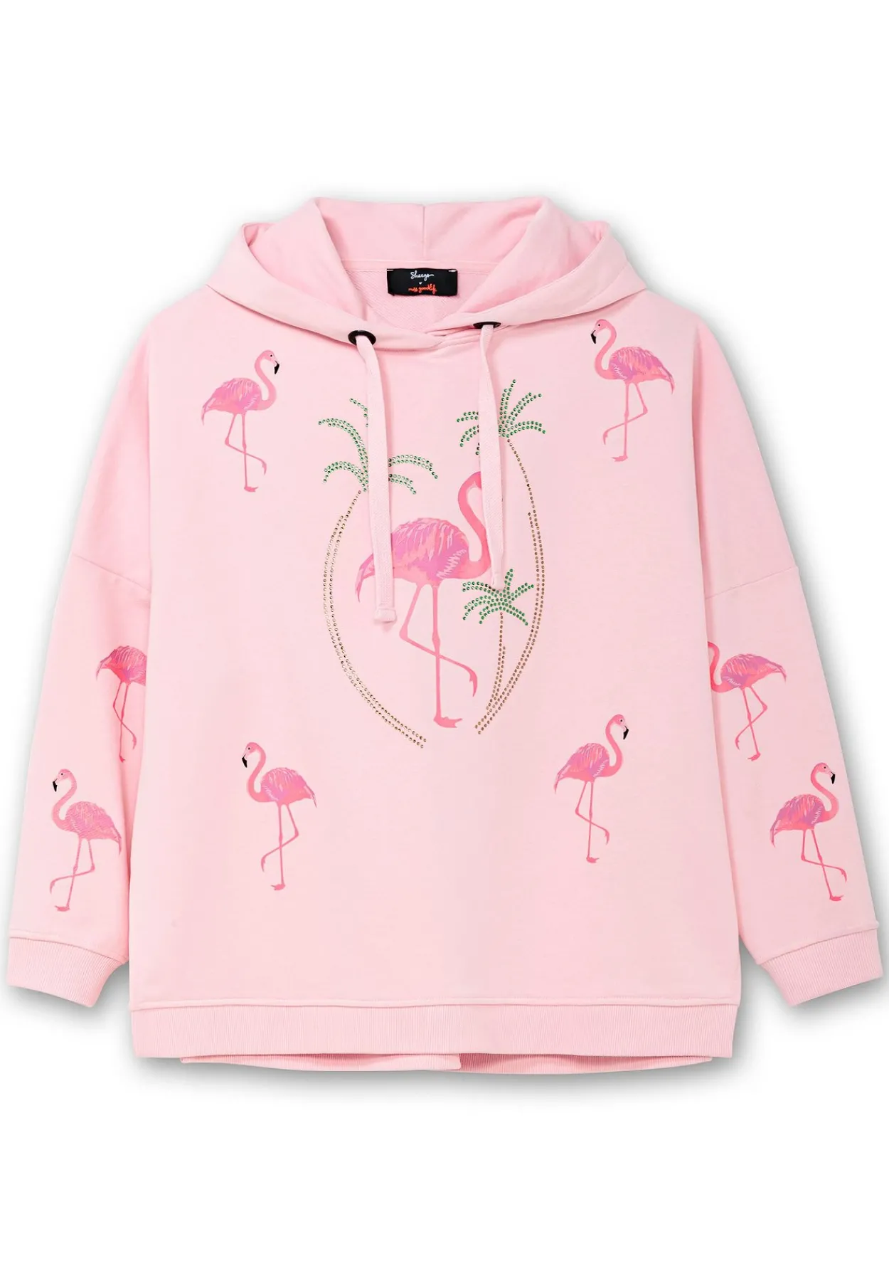 Kapuzensweatshirt mit Flamingo-Prints und Glitzersteinen<sheego loves miss goodlife Clearance