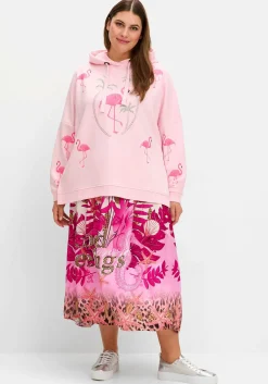 Kapuzensweatshirt mit Flamingo-Prints und Glitzersteinen<sheego loves miss goodlife Clearance