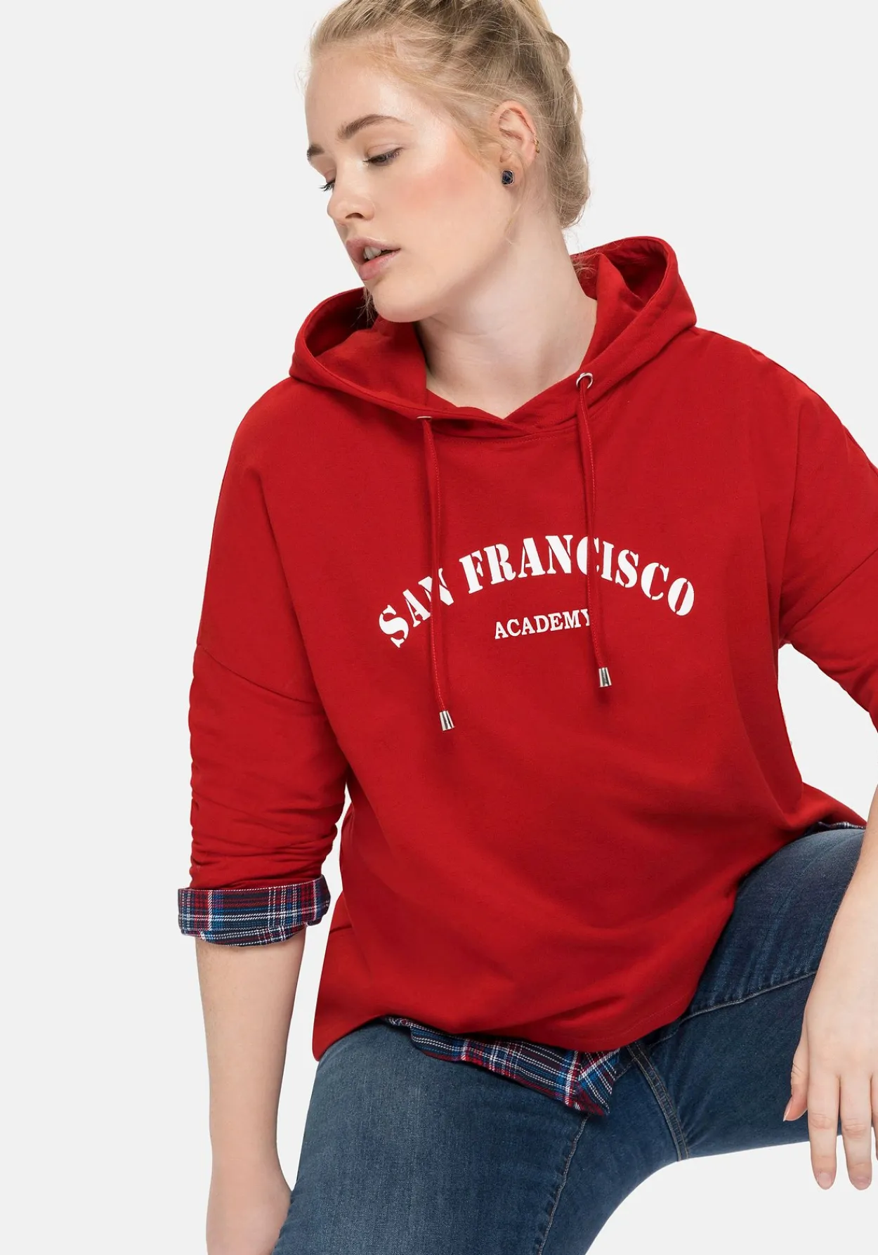 Kapuzensweatshirt mit Frontdruck, in A-Linie<sheego Clearance
