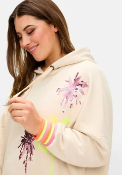 Kapuzensweatshirt mit Palmenprints und Ringelbündchen<sheego loves miss goodlife Fashion