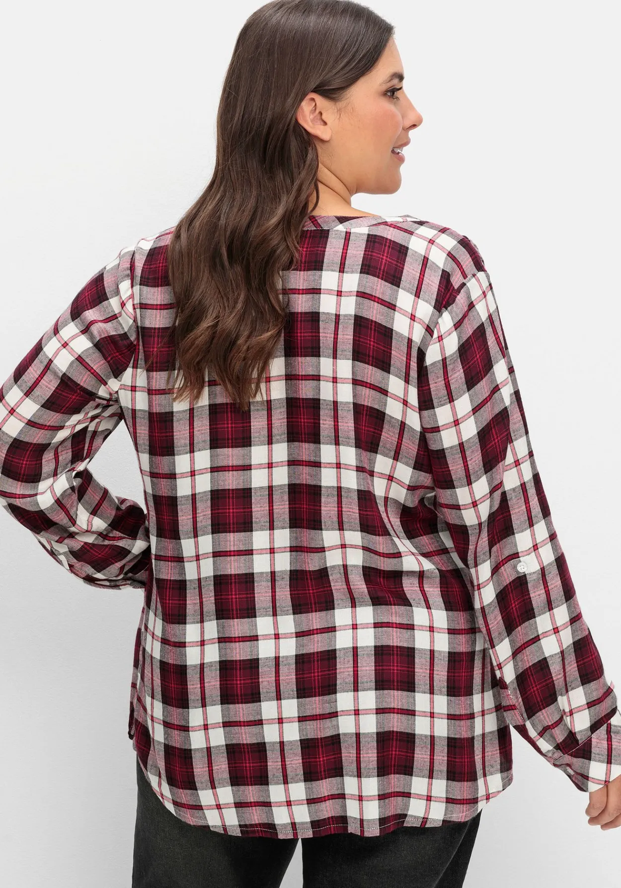 Karierte Bluse mit Rundhalsausschnitt<sheego Clearance