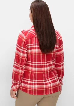 Karierte Flanellbluse mit Krempelärmeln<sheego x Collection L. Hot