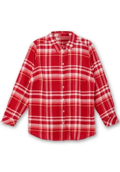 Karierte Flanellbluse mit Krempelärmeln<sheego x Collection L. Hot