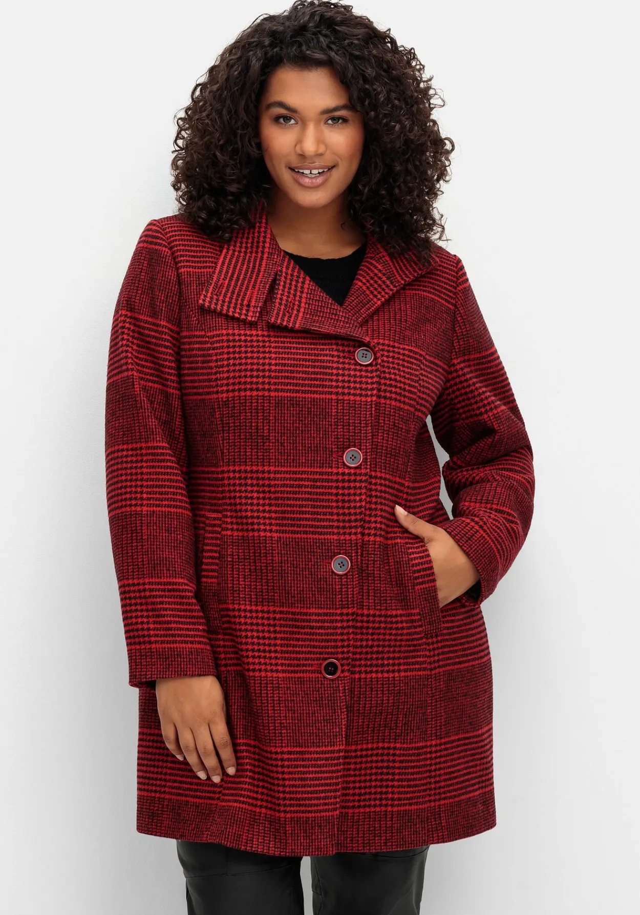Karierte Jacke in Wolloptik und leichter A-Linie<sheego by Joe Browns New