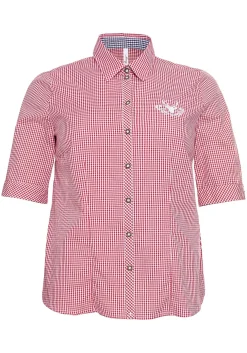 Karierte Trachtenbluse mit Stickereien<sheego Fashion