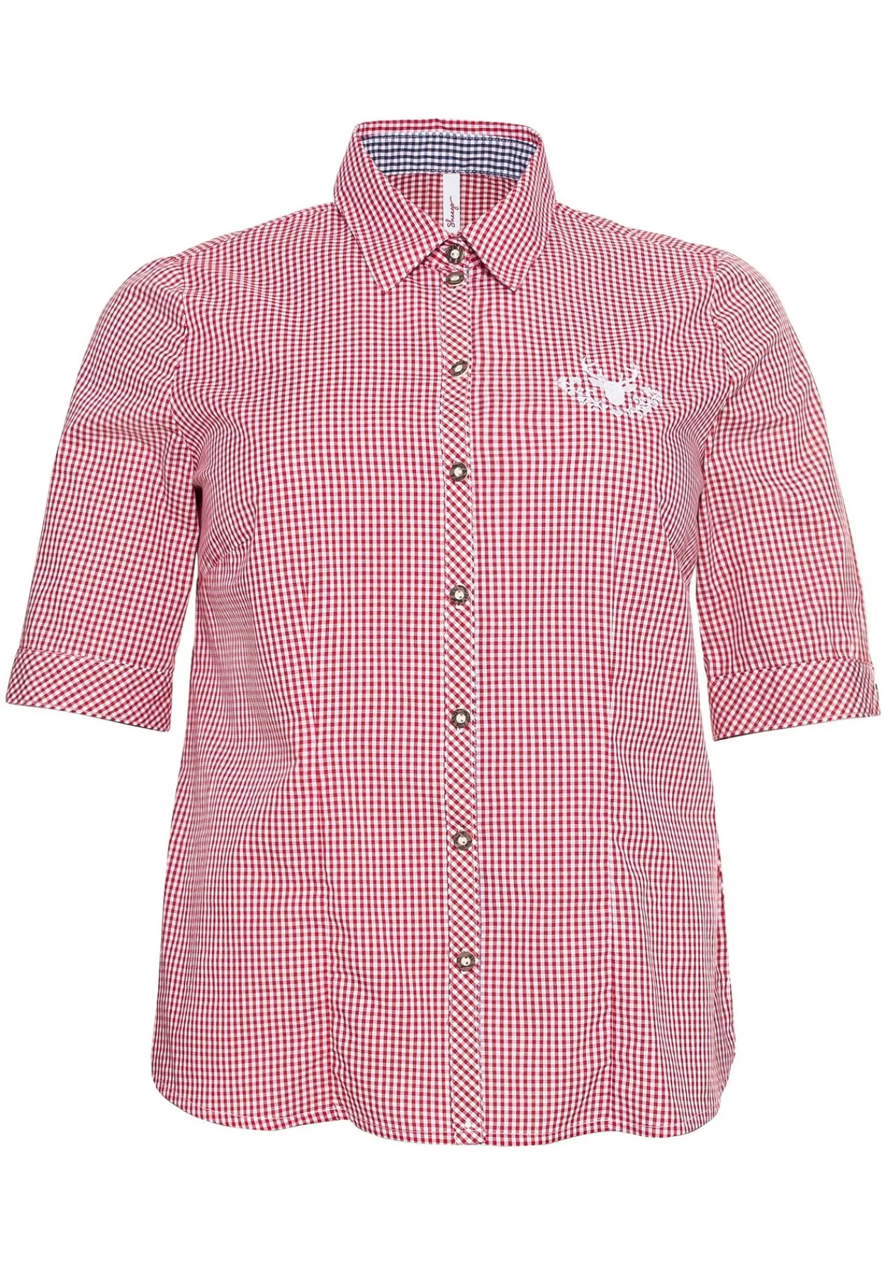 Karierte Trachtenbluse mit Stickereien<sheego Fashion