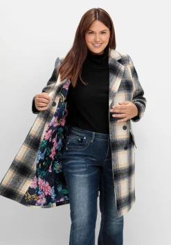 Karierter Kurzmantel mit Wolle<sheego by Joe Browns Outlet