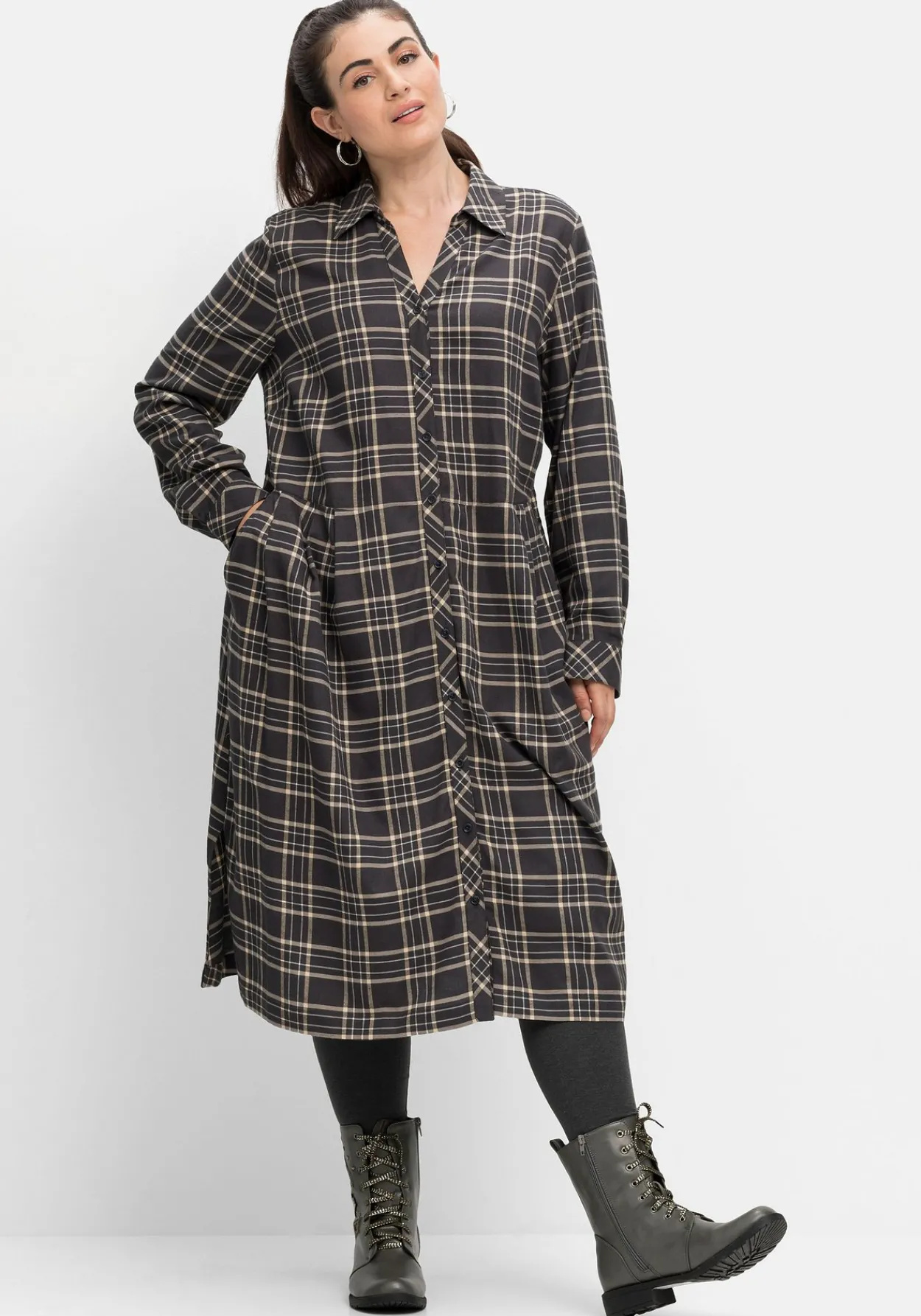 Kariertes Blusenkleid mit Taillennaht<sheego Fashion