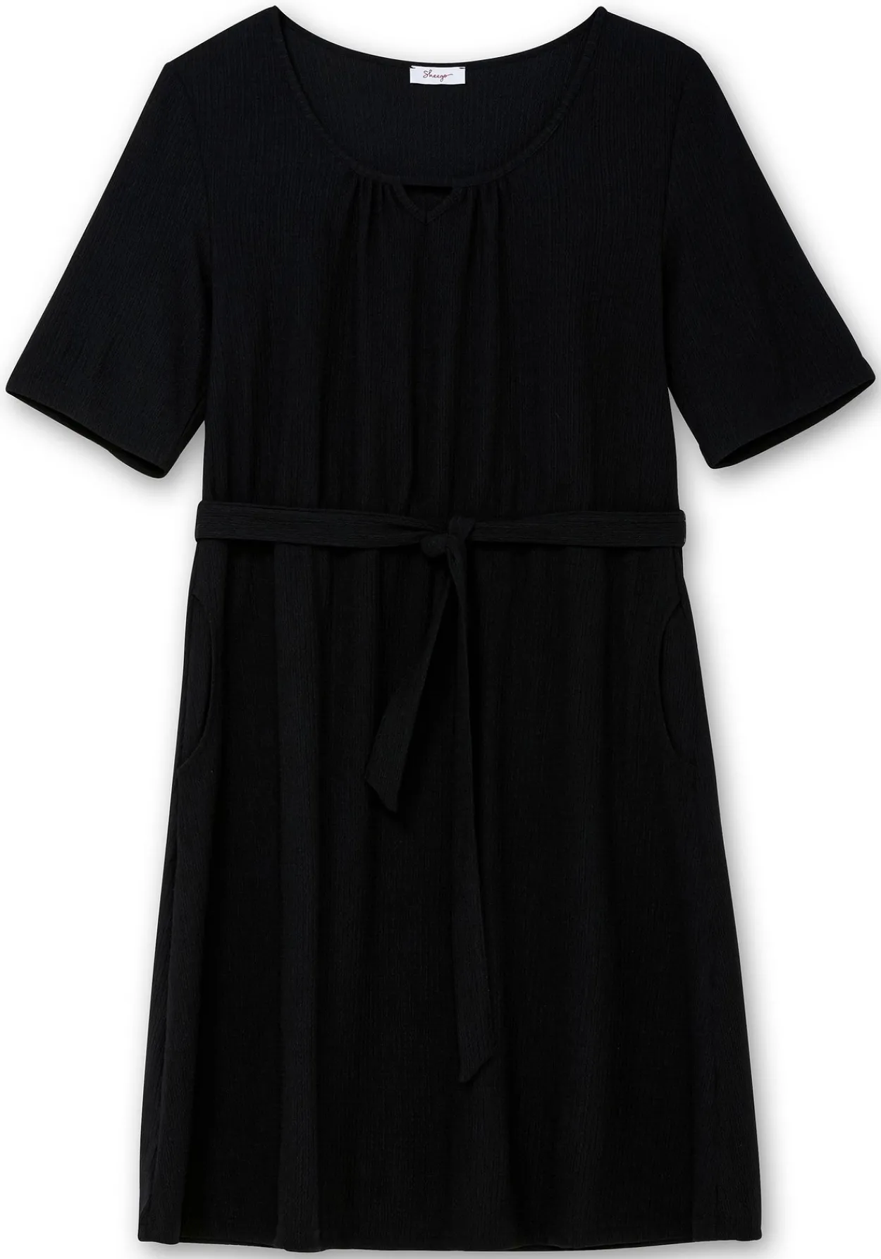 Kleid aus Crêpe, mit Bindegürtel und Taschen<sheego Clearance