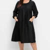 Kleid in A-Linie mit 3/4-Ärmeln, aus Leinen-Viskose-Mix<sheego Discount